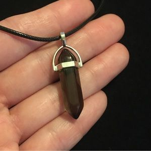 Charcoal Gray Synthetic Crystal Point Necklace